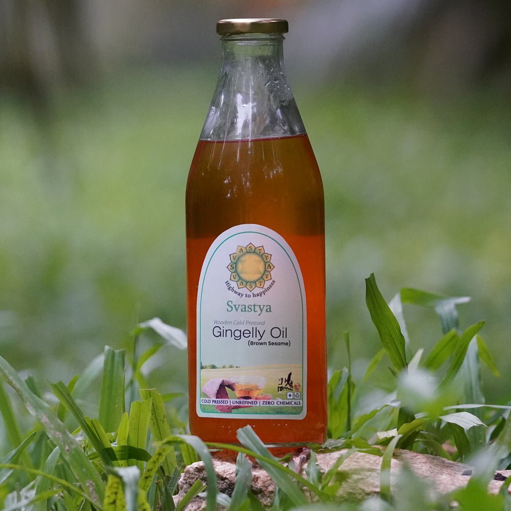 Organic Wooden Cold Pressed Brown Gingelly Oil - Svastya Organic Farms