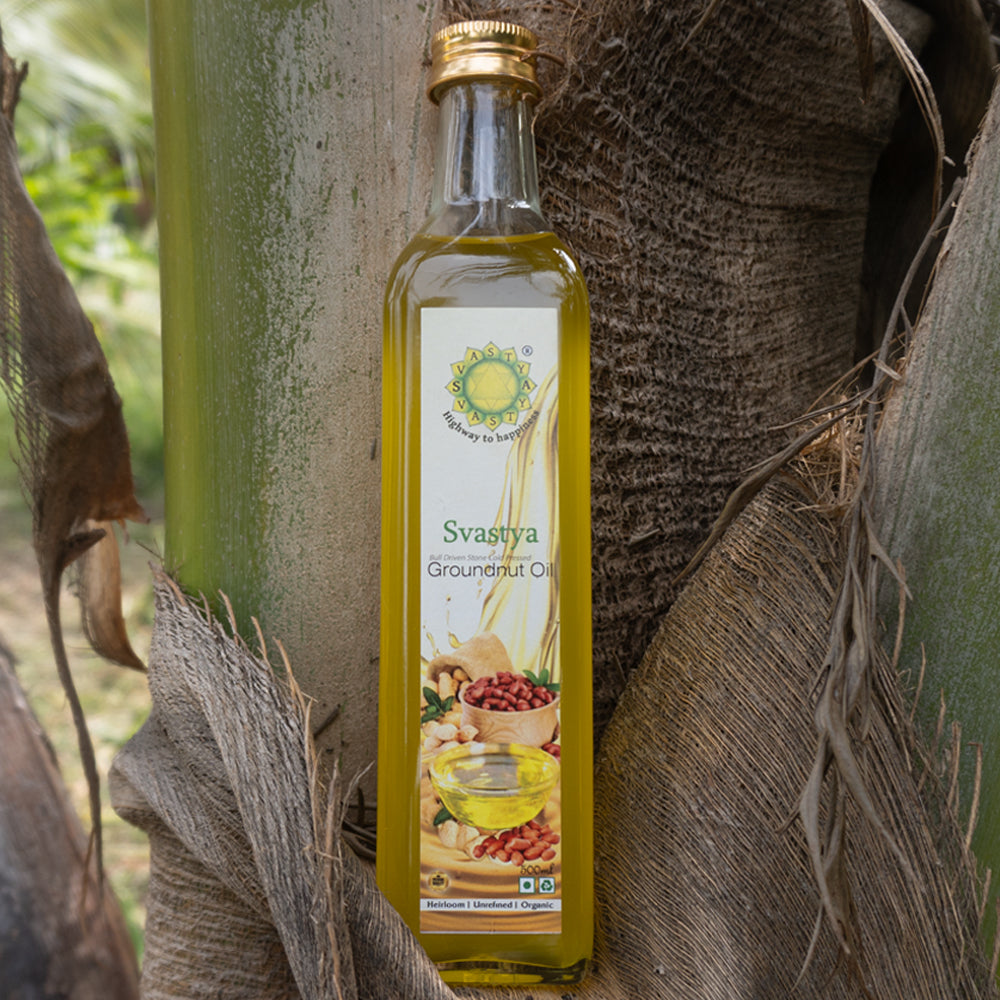 Organic Bull Driven Stone Cold Pressed Groundnut Oil pure - Svastya Organic Farms