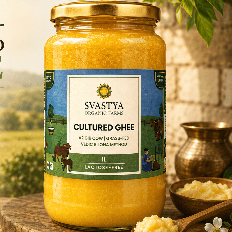 Organic Cultured Desi Gir Cow A2 Ghee | Organic Clarified Butter - Svastya Organic Farms