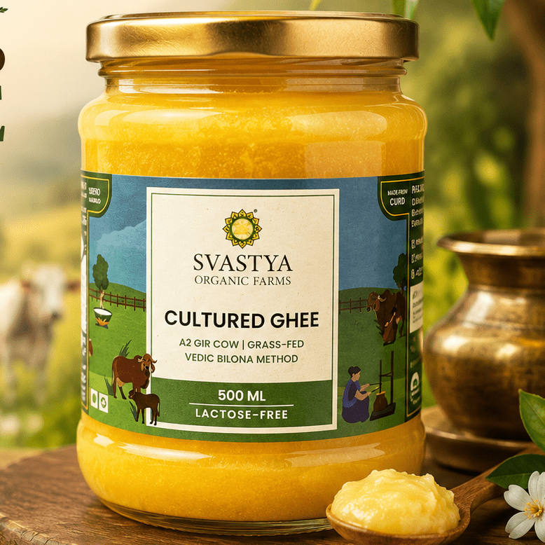 Organic Cultured Desi Gir Cow A2 Ghee | Organic Clarified Butter - Svastya Organic Farms