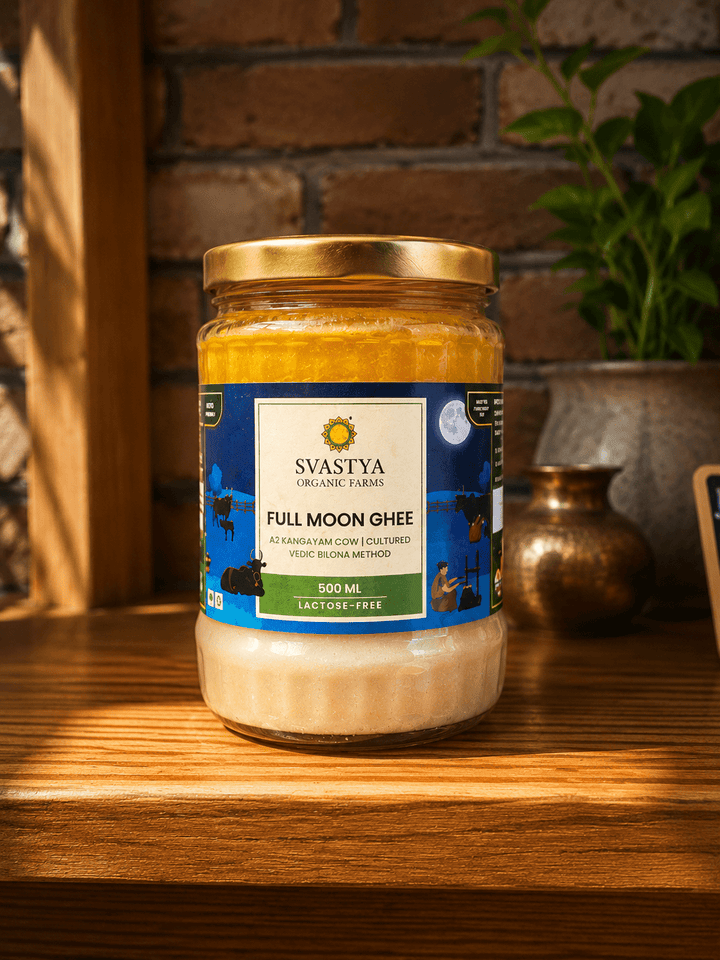 Organic Full Moon Cultured Bilona Ghee | Organic Clarified Butter - Svastya Organic Farms