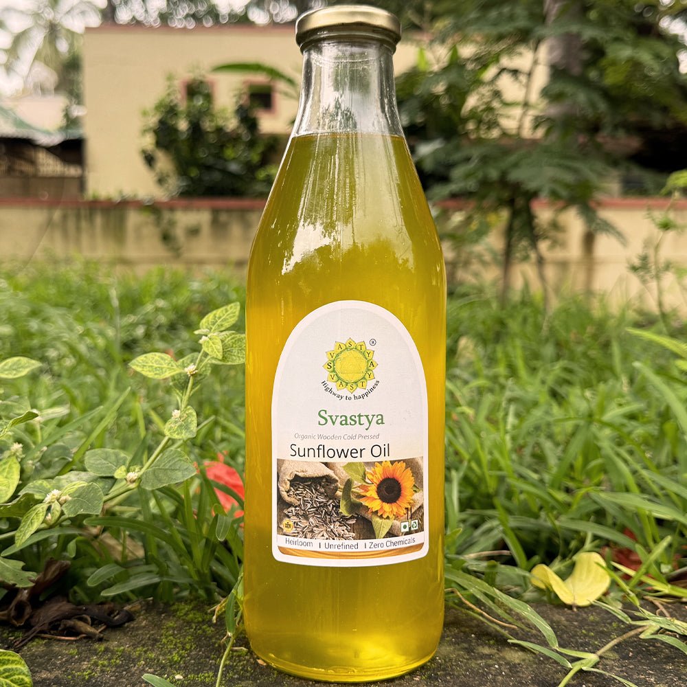 Organic Wooden Cold Pressed Sunflower Oil - Svastya Organic Farms